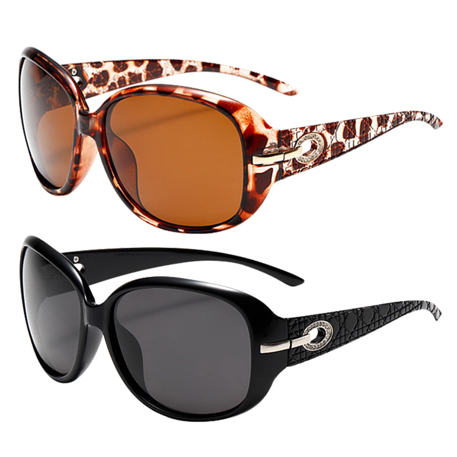 JSTHHTT 2 Pares Gafas de Sol Mujer Polarizadas Grandes, Gafas Sol Mujer, Estilo Elegante de Moda, Proteccin UV400, para Conducir, Uso Diario, Viajar