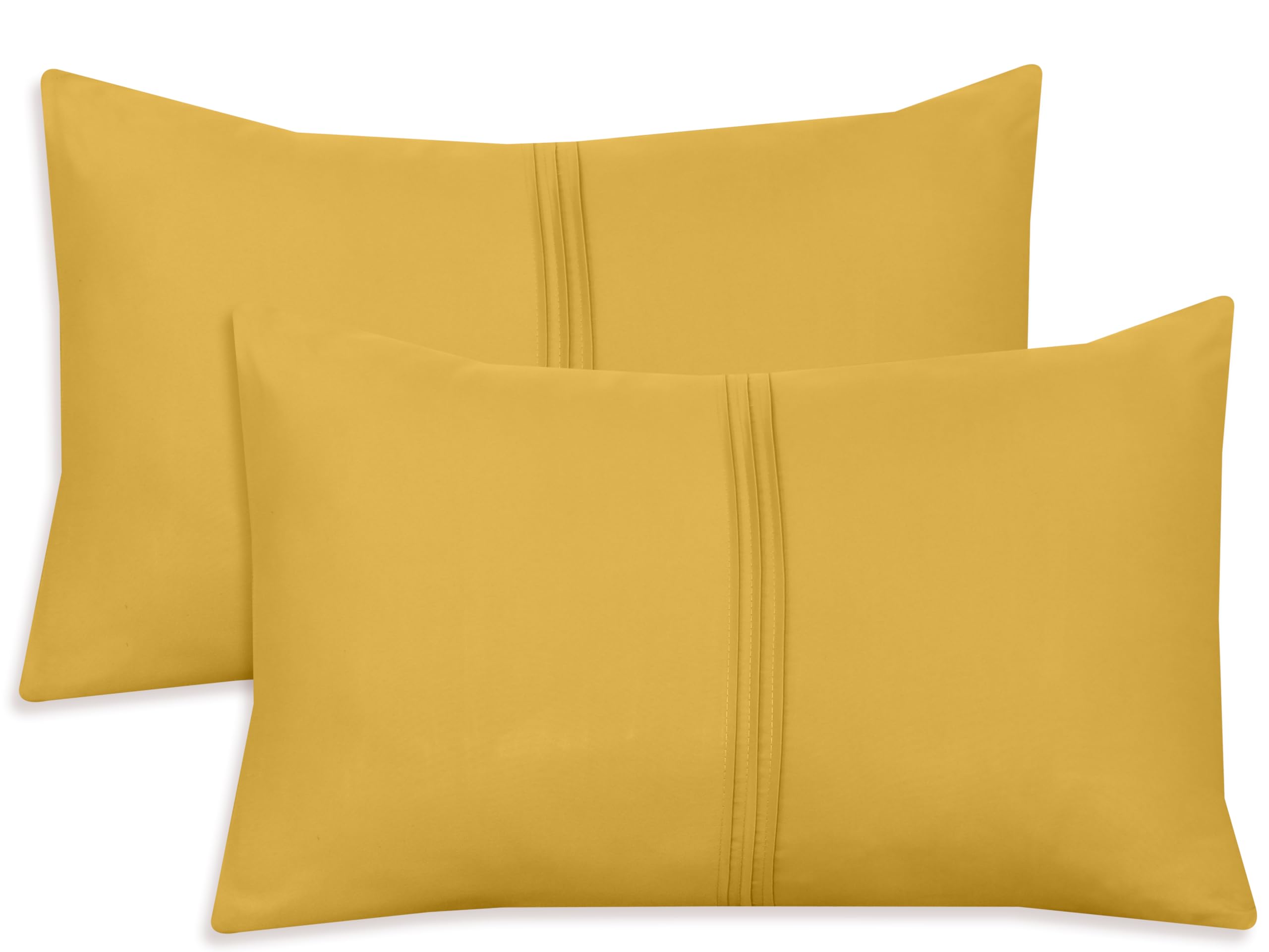 Nafay Living Pintuck Pillowcases 2 Pack Brushed Microfiber Soothing Feel Wrinkle & Fade Resistant with Envelope Closure (Ochre)