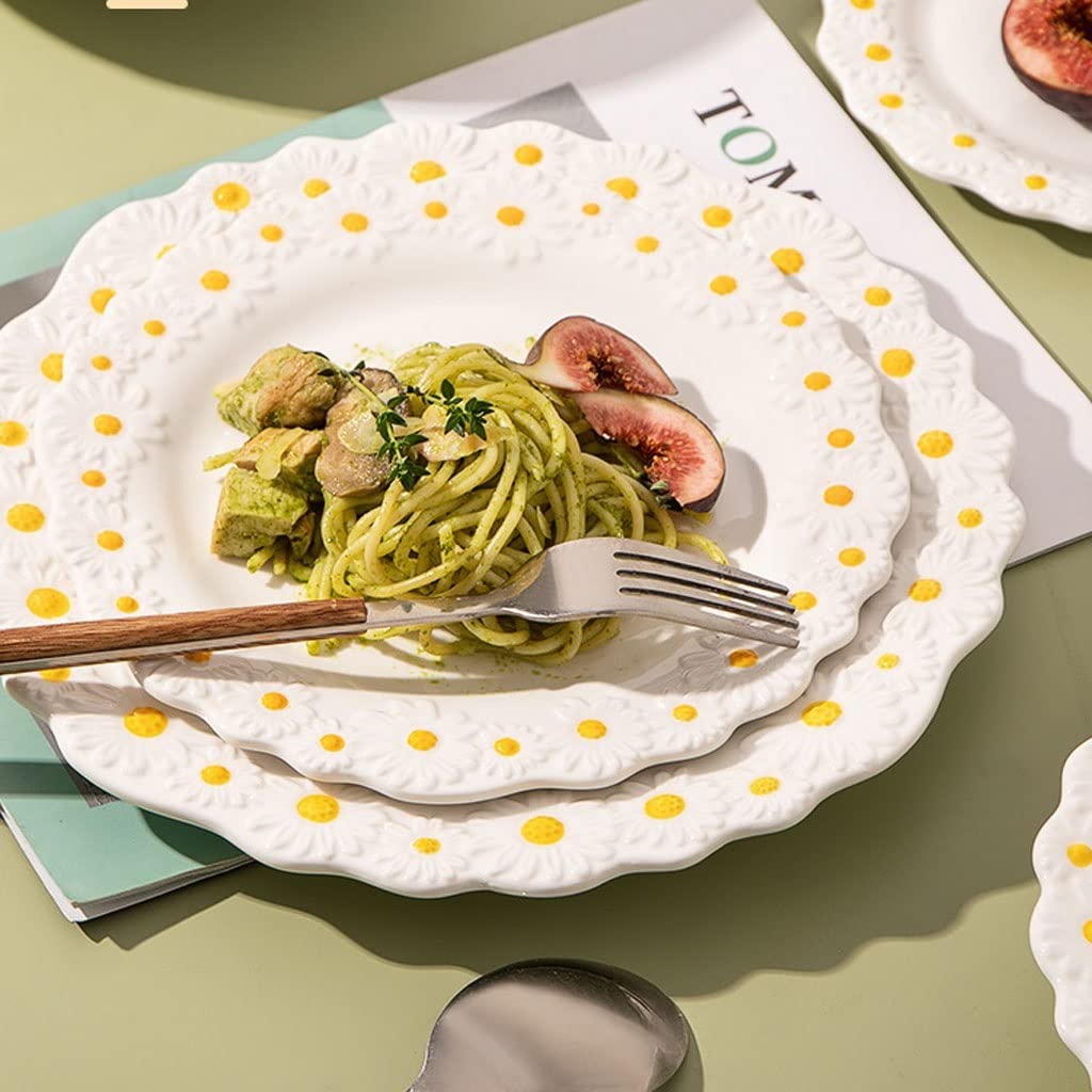 Assiettes Plates Daisy Dinner Assiettes Salad Dîner Assiettes Famille Cuisine Vaisselle Vaisselle Salle à manger Accessoires Assiette (Color : 6 inch platter)