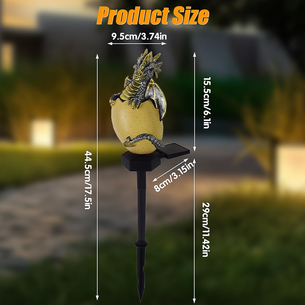 Drachen Figuren mit Solarlampen, Solarenergie Drachen Haustier Licht, Lustige Gartenfiguren mit Dämmerungssensor, Tier Bodenlampe Draußen Wetterfest für Osterdekoration und Gartenbeleuchtung