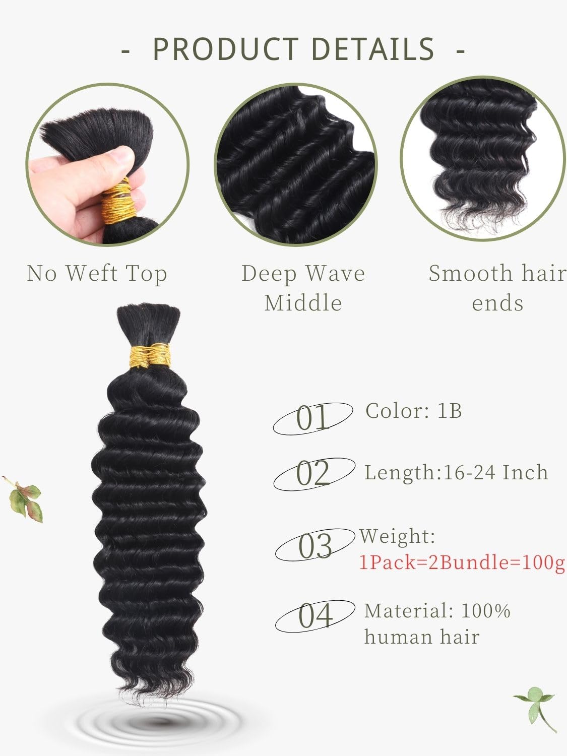 100% Human Hair Braiding Bundles 16 Inch Curly No Weft 100g 2 Pack Amazon.com : Allove 16 Inch 100g Human Braiding Hair 2  main image 2