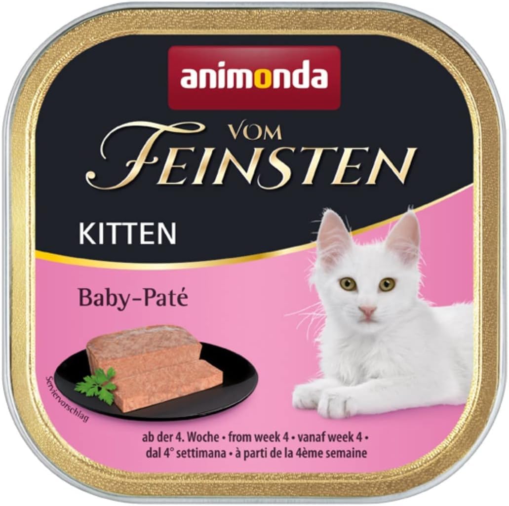 animonda Vom Feinsten Kitten Baby-Paté (32 x 100 g), Kitten Nassfutter für wachsende Kätzchen ab der 4. Woche, Katzenfutter ohne Getreide und Zucker, zart-cremige Konsistenz