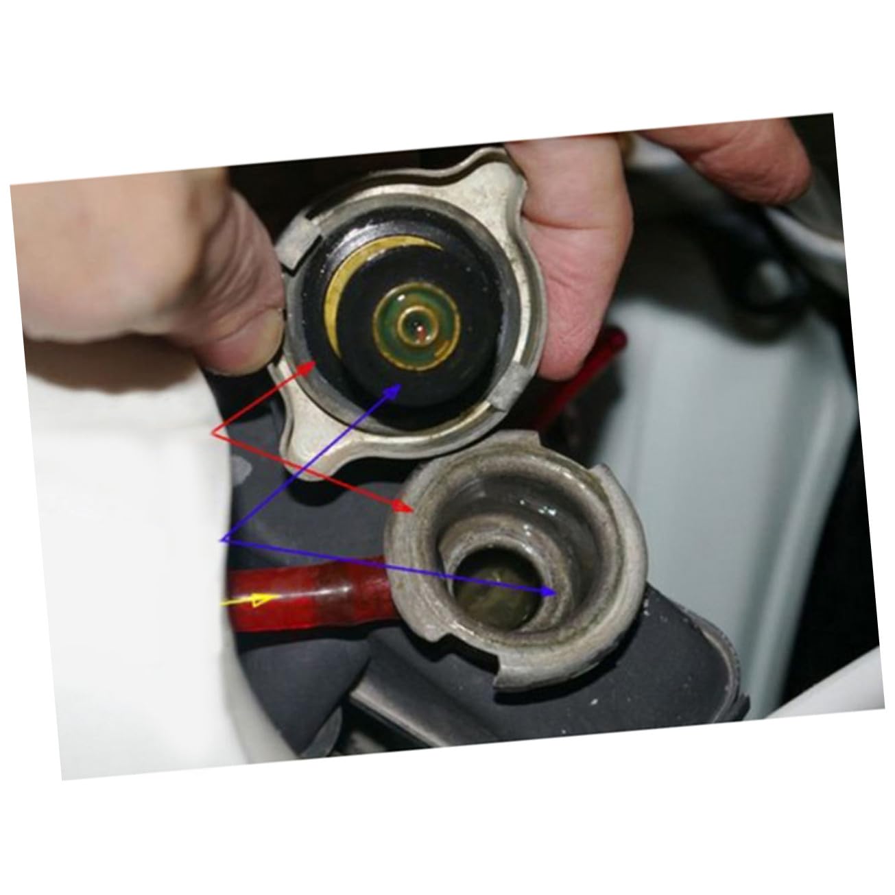 Tapa para Tanque de Agua de Coche Material ABS y Aleación de Aluminio con Indicador de Temperatura Termostático Presión 1.3 Bar, Fácil Control de Temperatura Refrigerante