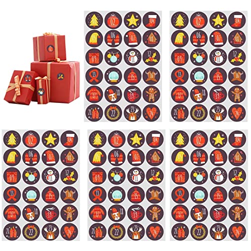 Baogao Autocollant de Calendrier de l'de Noël | Compte à rebours Numéros Autocollants Décor à la Maison avec des Motifs d'impression | Autocollants de Calendrier de Compte à rebours de 24 Jours Cover