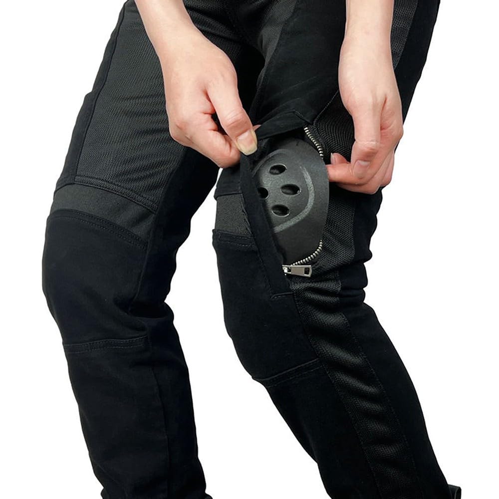 BLUEZY Pantaloni Moto Donna, Traspirante Jeans da Motociclista Elasticizzati Slim Fit da Donna, Pantaloni Biker Ventilato Elastico Vestibilità Slim con 4 Imbottitura di Protezione