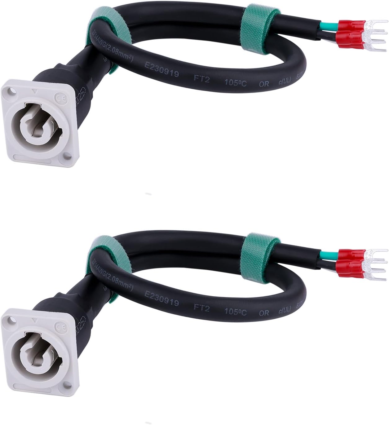 Toronce 3 PIN AC Powercon Connector Male Connector Blue/White Socket_with 14Awg 1.5Feet PoweCable 20A/250V for Stage Light LED Screen (Blue_Socket_With1.5Ft_5PCS)