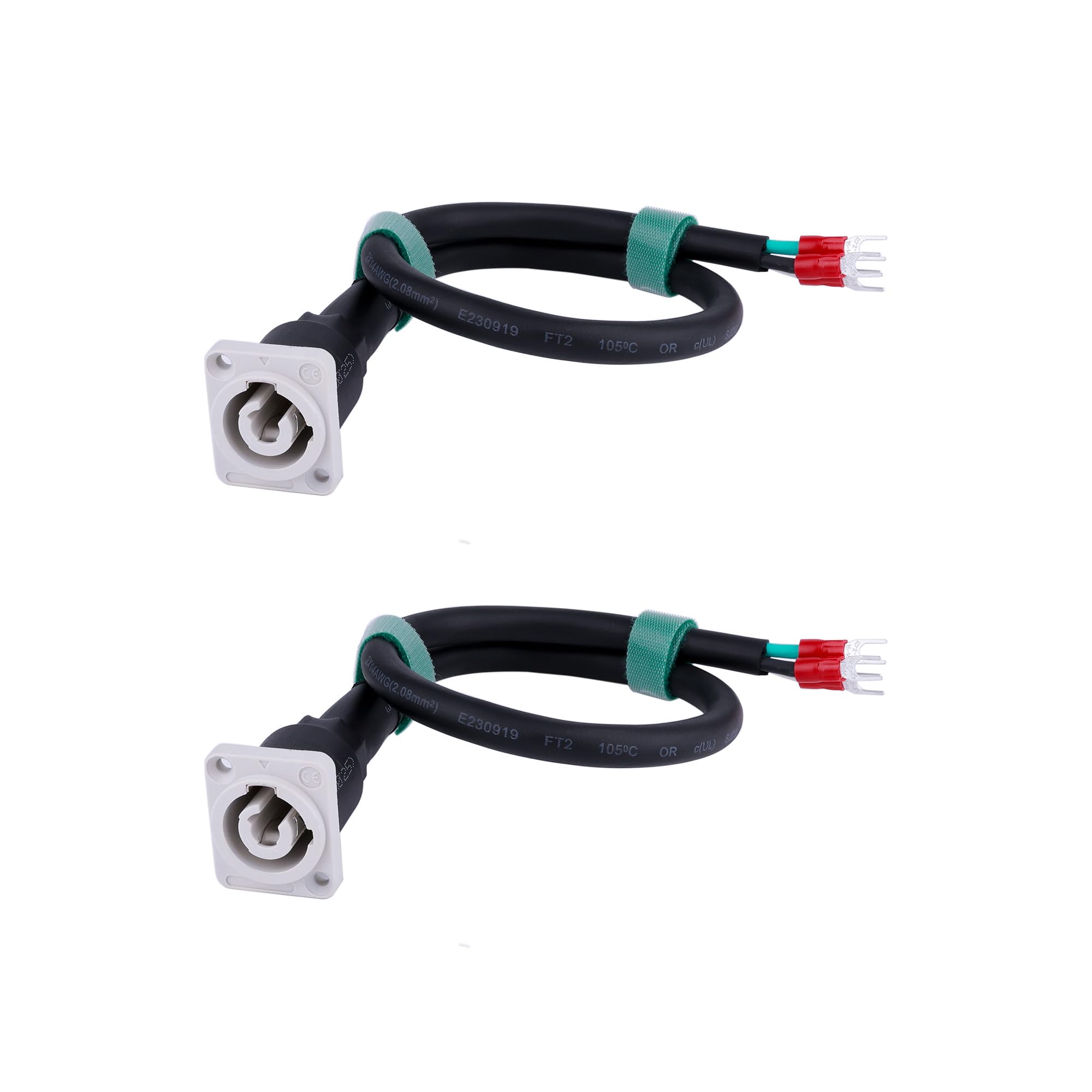 Toronce 3 PIN AC Powercon Connector Male Connector Blue/White Socket_with 14Awg 1.5Feet PoweCable 20A/250V for Stage Light LED Screen (White_Socket_with 1.5Ft_2PCS)
