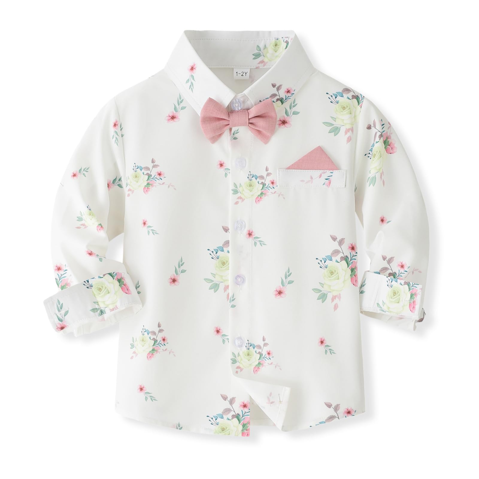 Ensemble de costume formel pour garçon - Chemise à manches longues avec nœud papillon et porte-jarretelles - Costume de mariage pour garçon