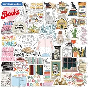 Calcomanías de libro | 50 calcomanías estéticas de lectura para Kindle | Regalos para amantes de los libros para adultos y mujeres | Lindas calcomanías de vinilo para laptop, botellas de agua, iPad
