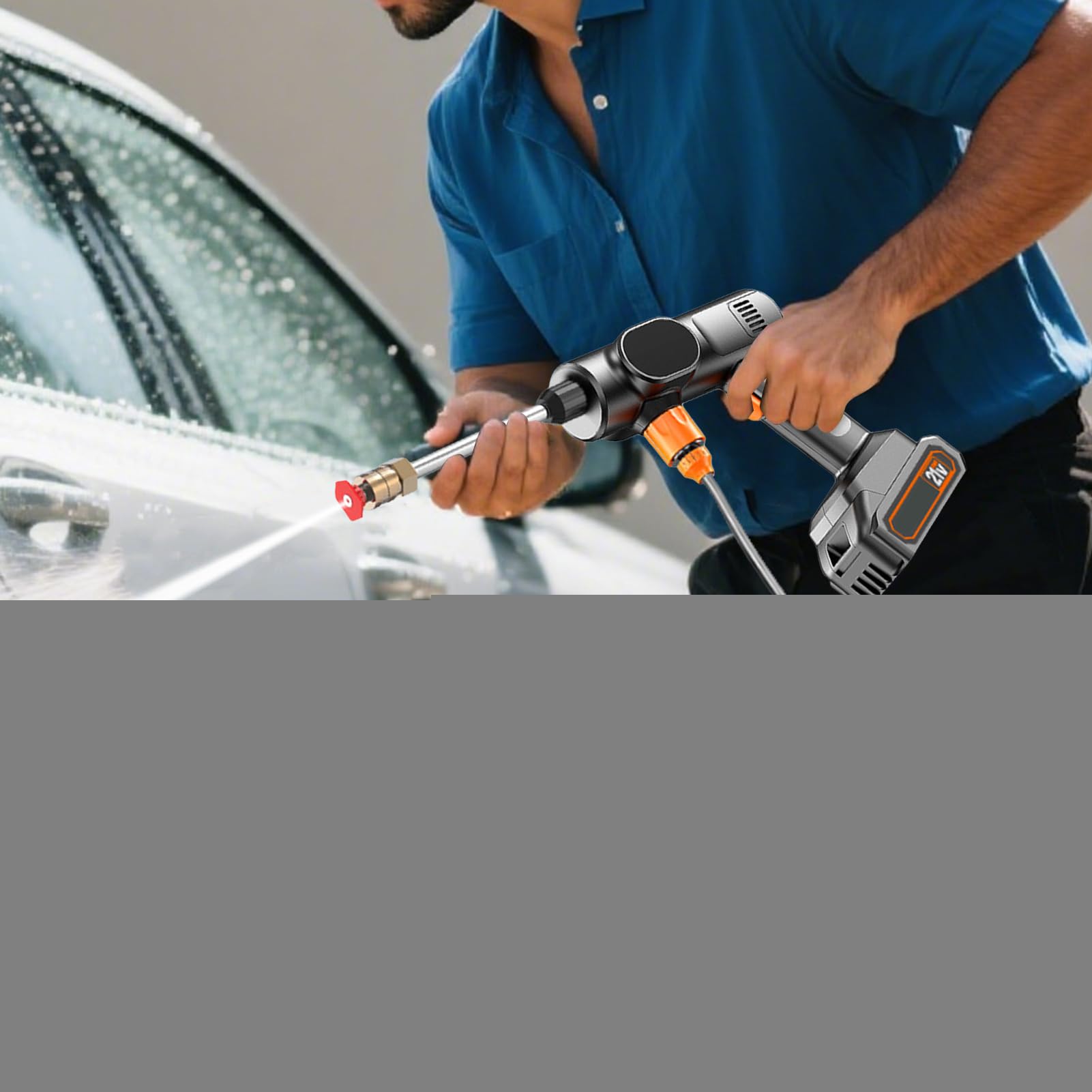 Hidrolimpiadora Portátil Inalámbrica Máquina de Limpieza Sin Cable 21V | de Exteriores de Mano Para Coche Entrada Casa Terraza Patio Industrial Comercial y Exterior