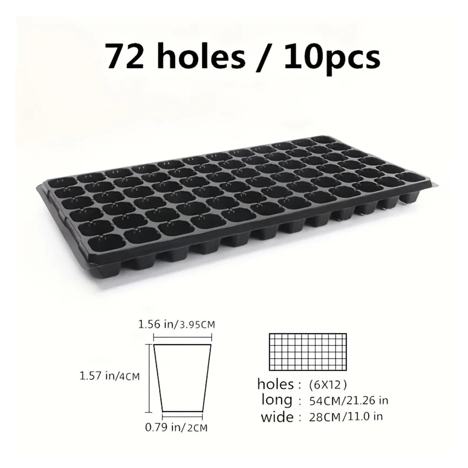 Plaque Semis Quatre Tailles différentes Plateaux de pépinière Plateaux de Croissance de Germination de Serre Cour pelouse Horticulture Plantation pépinière agricole(21 holesX 10pcs)