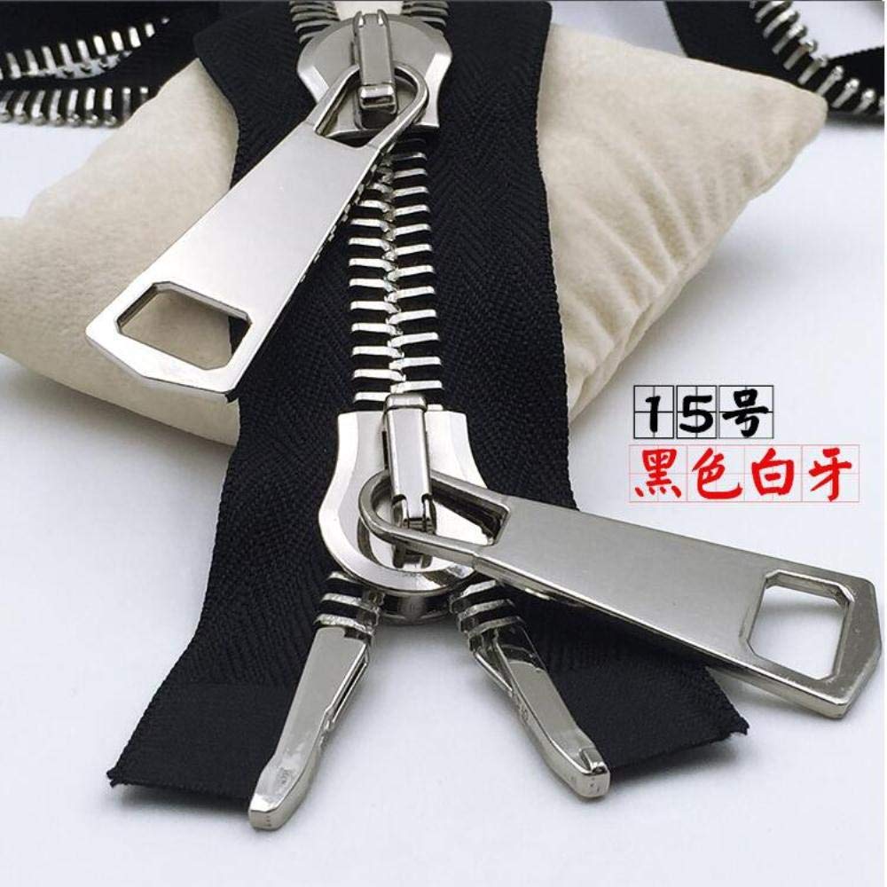 Szycie kurtkiZamki, duży zamek błyskawiczny 15# Metalowe podwójne suwaki Zipper Modna kurtka puchowa Płaszcz Dwukierunkowy zamek błyskawiczny 1 sztuka 70cm 85cm 100cm Czarny Biały Zamek błyskawiczny-