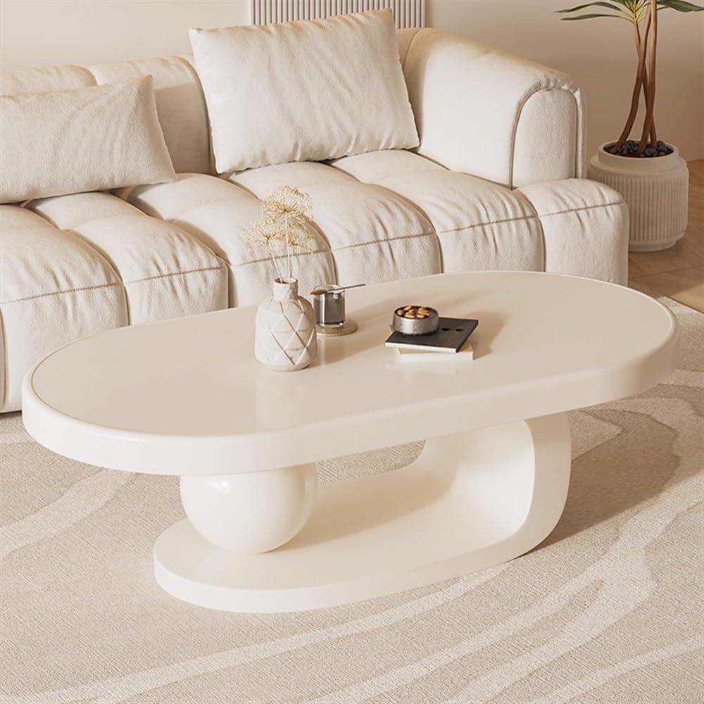 Stoliki centralne Nowoczesny minimalistyczny owalny stolik kawowy z litego drewna, luksusowe meble do salonu, oszczędzający miejsce design dla małych domów Stolik boczny(120cm)