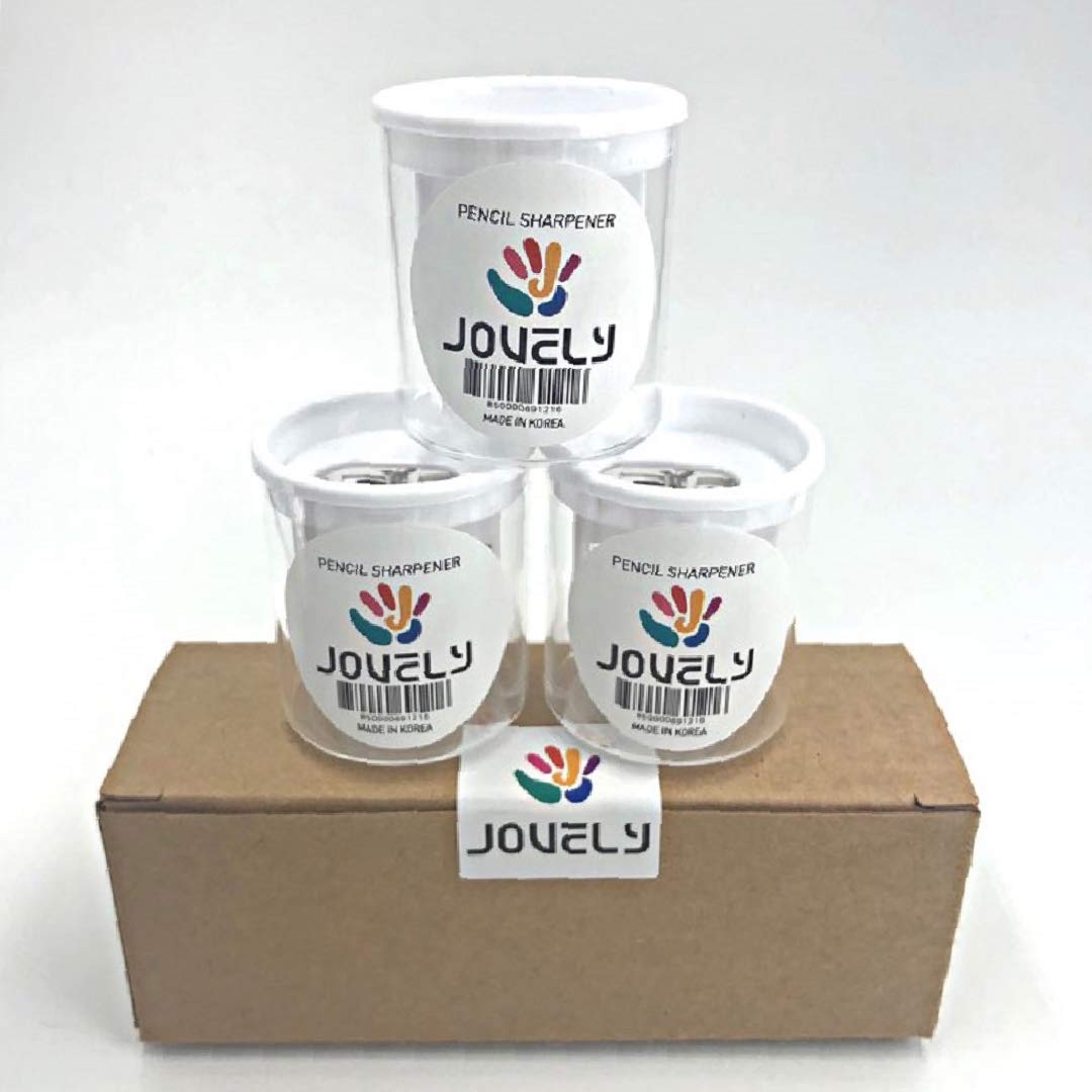 JOVELYManual Pencil Sharpener for Kids, Students, Teachers and Office Workers at School Classroom, Office and Home, 2 Size Holes for Standard and Jumbo Pencils, Pack of 3