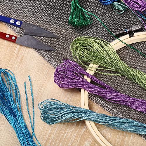 Willbond 24 Pieces Metallic Embroidery Skein Threads Multi-Color Embroidery Floss Glitter Embroidery Thread Cross-Stitch Polyester Thread For Friendship Bracelets Diy Embroidery Thread Crafts #TOP6