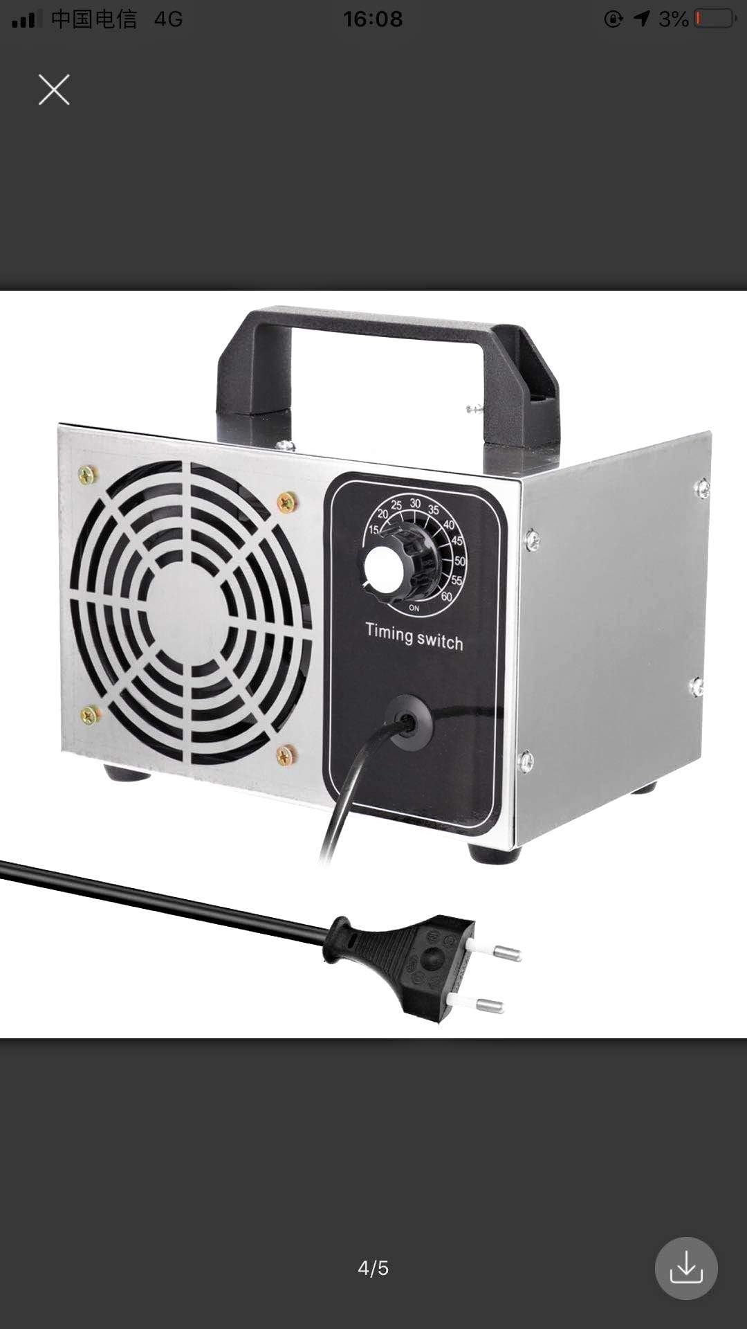 Sawera Portable Ozone Generator Purifier Commercial Ozone Generator Deodorizer Industrial Ozone Machine O3 Air Purifier Deodorizer Sterilizer Initial ozone 28 g/h for Indoor, Home and Boat