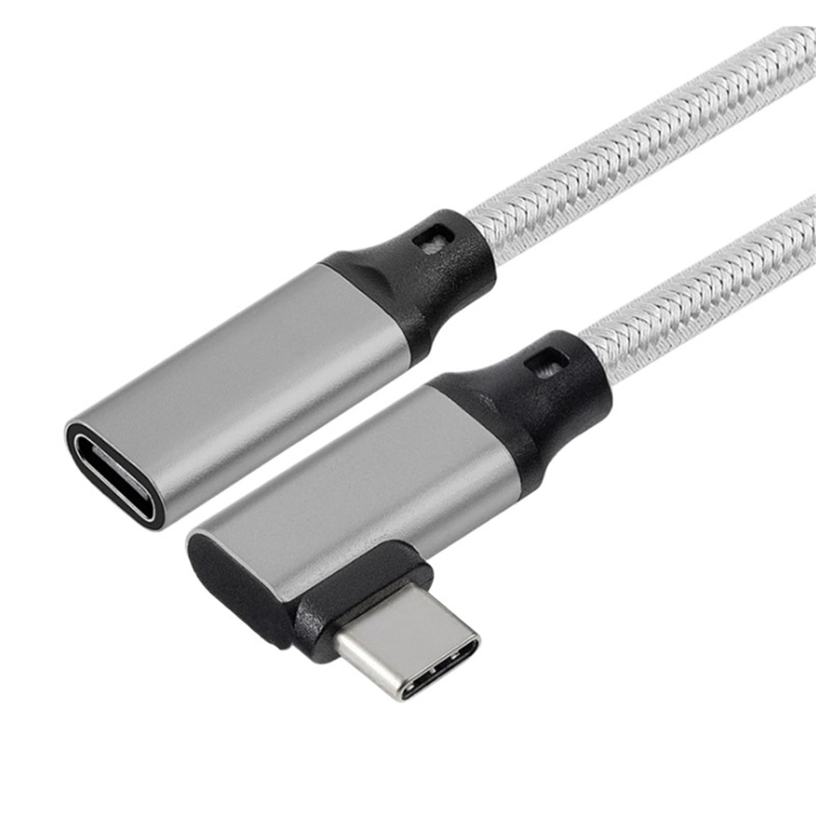 5A PD 100 W kątowy przedłużacz USB-C, gniazdo na wtyczkę, kabel do ładowania daty typu C (2 m, UC-315-Grey-RI)