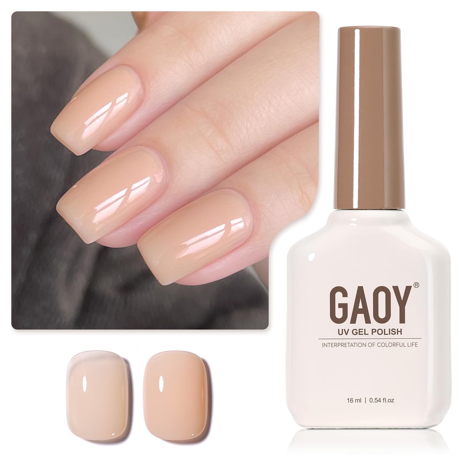 Esmalte Gel Uñas GAOY 2950 Nude Brillante 16ml UV
