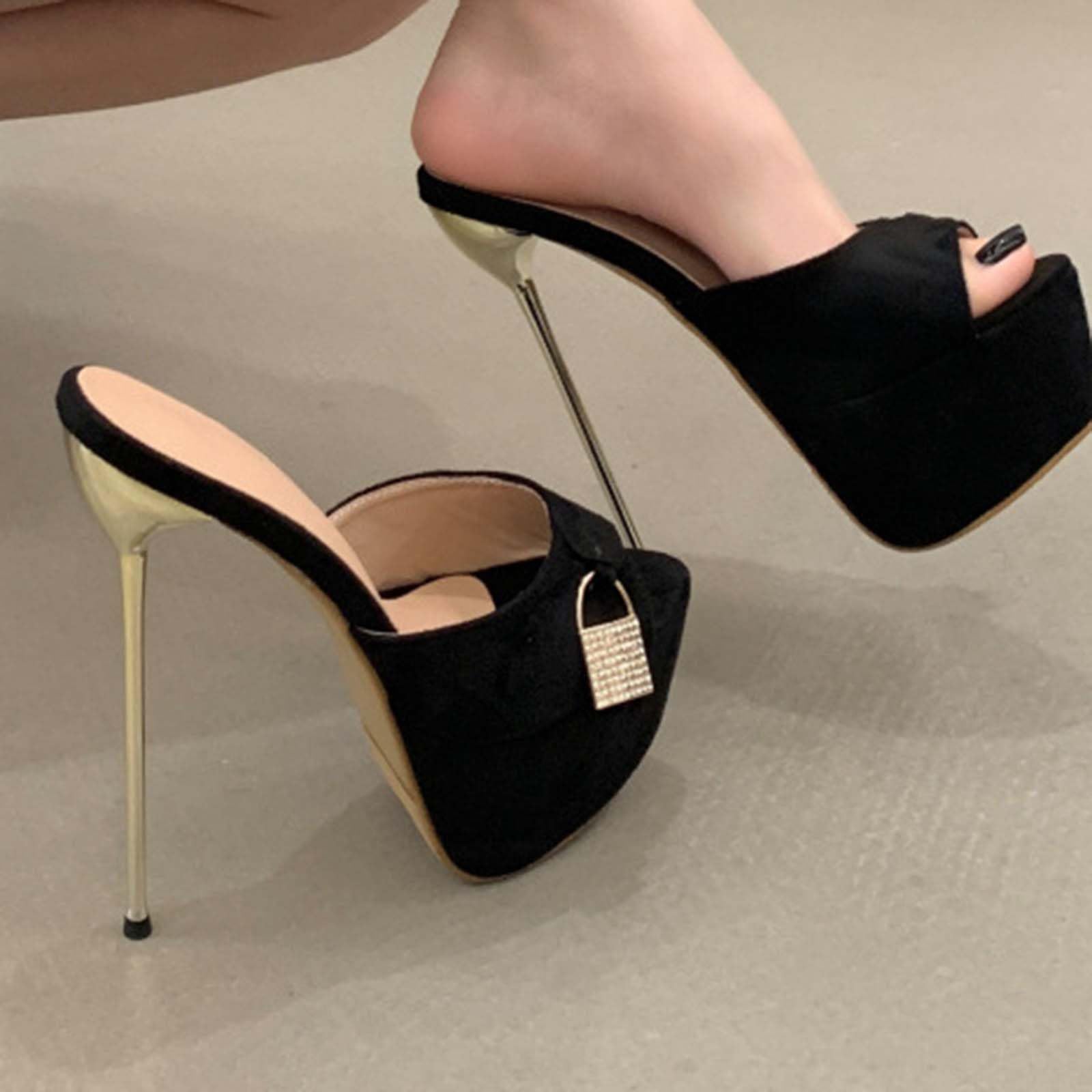Vosswear Escarpins Plateaux élégants avec décor Cadenas Strass