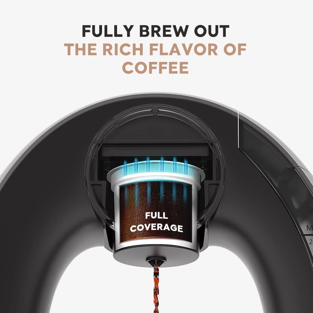 Macchina da caffè monouso con filtro per caffè macinato, Mini macchina da caffè Americano per una tazza, funzionamento con un tocco, dimensioni di infusione 4-8 fl oz (Grigio)