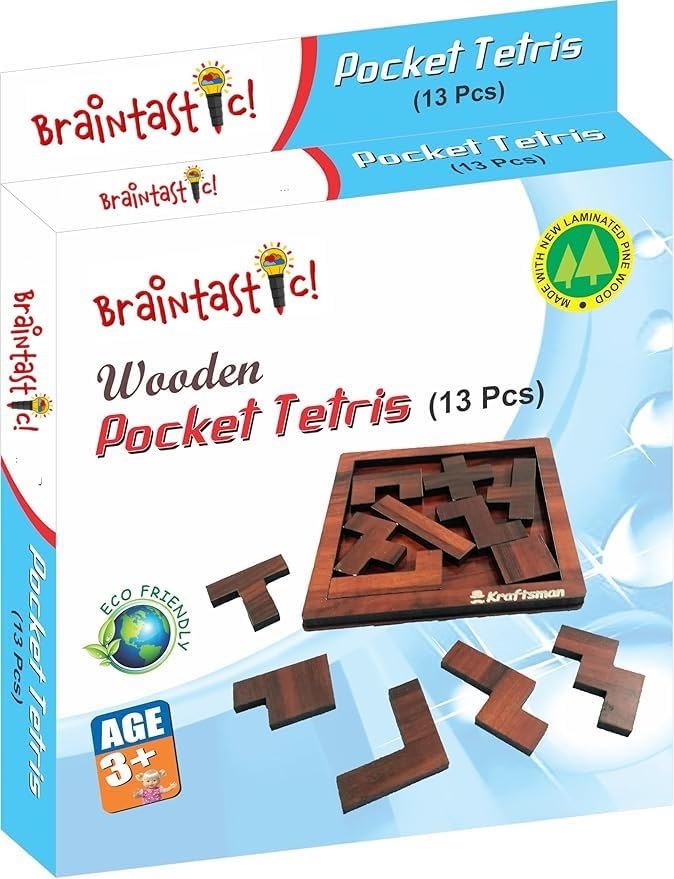 Image of Braintastic All Ages Wooden Puzzle,Travel Board Game Learning & Creative Educational Intelligence Brain Games,Pack of 24(3x8 DIY)for Birthday Return Gifts Party Pack with Travel Pouch
