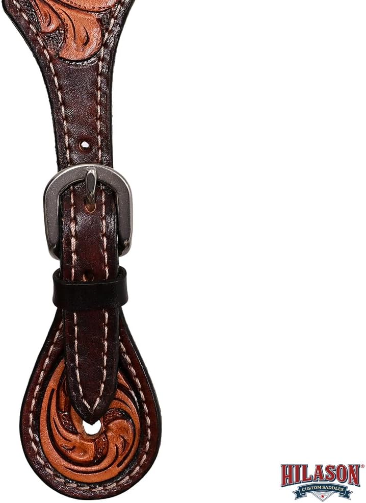 HILASON Leather Spur Strap Western Floral Brown Hand Paint | Straps for Women and Men