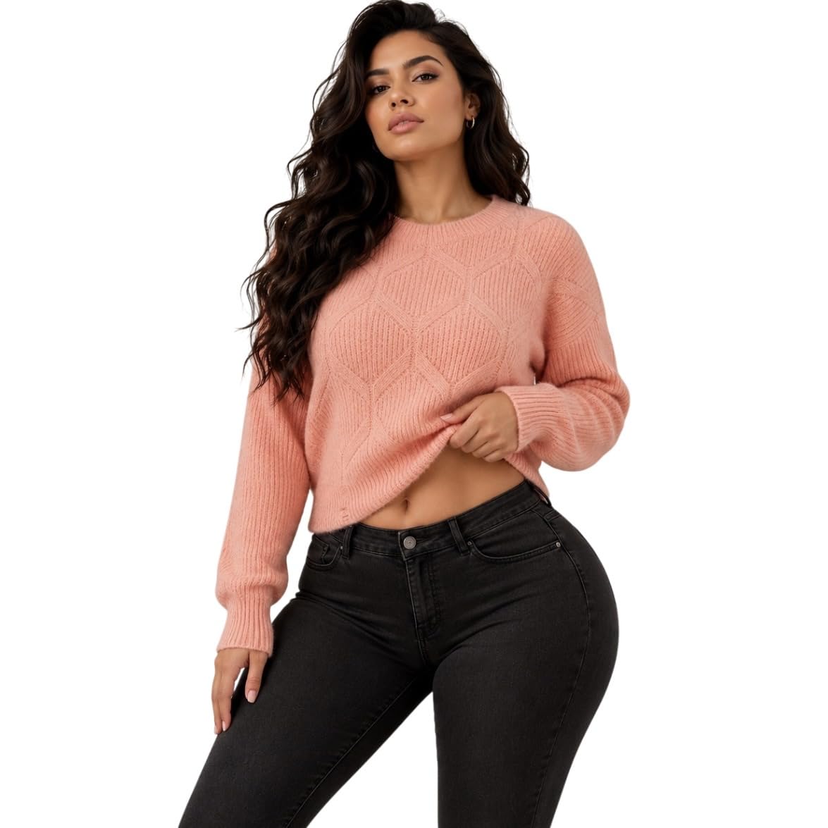 chandre Women's Fuzzy Knit Sweater with Cross Neck Detail | One Size-picture-32