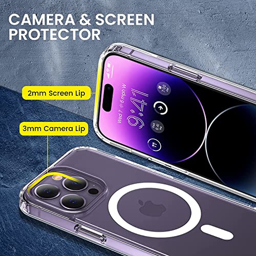 Image of eller sante Glassy MagPro for iPhone 14 Pro Case Cover, Crystal Transparent, Non-Yellowing, Shockproof, Scratch Resistant, Slim, Thin, Military-Grade Protection Compatible with MagSafe Back Cover