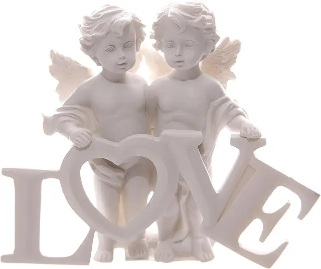 Puckator Angel Couple Figure with LOVE Inscription - Beeldjes Engeltjes