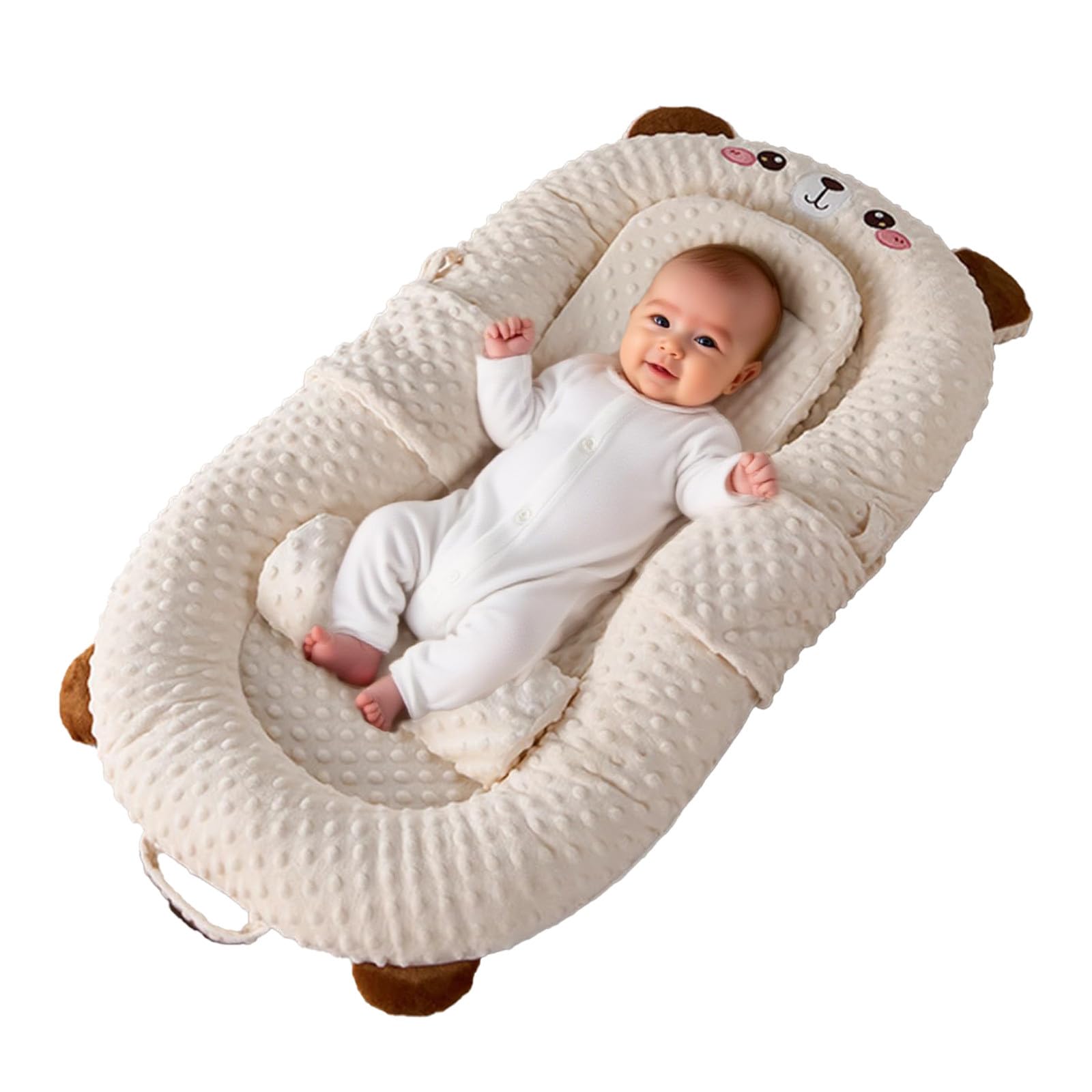 Sdraietta portatile per neonati, cuscino per sputacchiera morbido e confortevole, fodera rimovibile, pieghevole per neonati (Beige, 94X45cm)