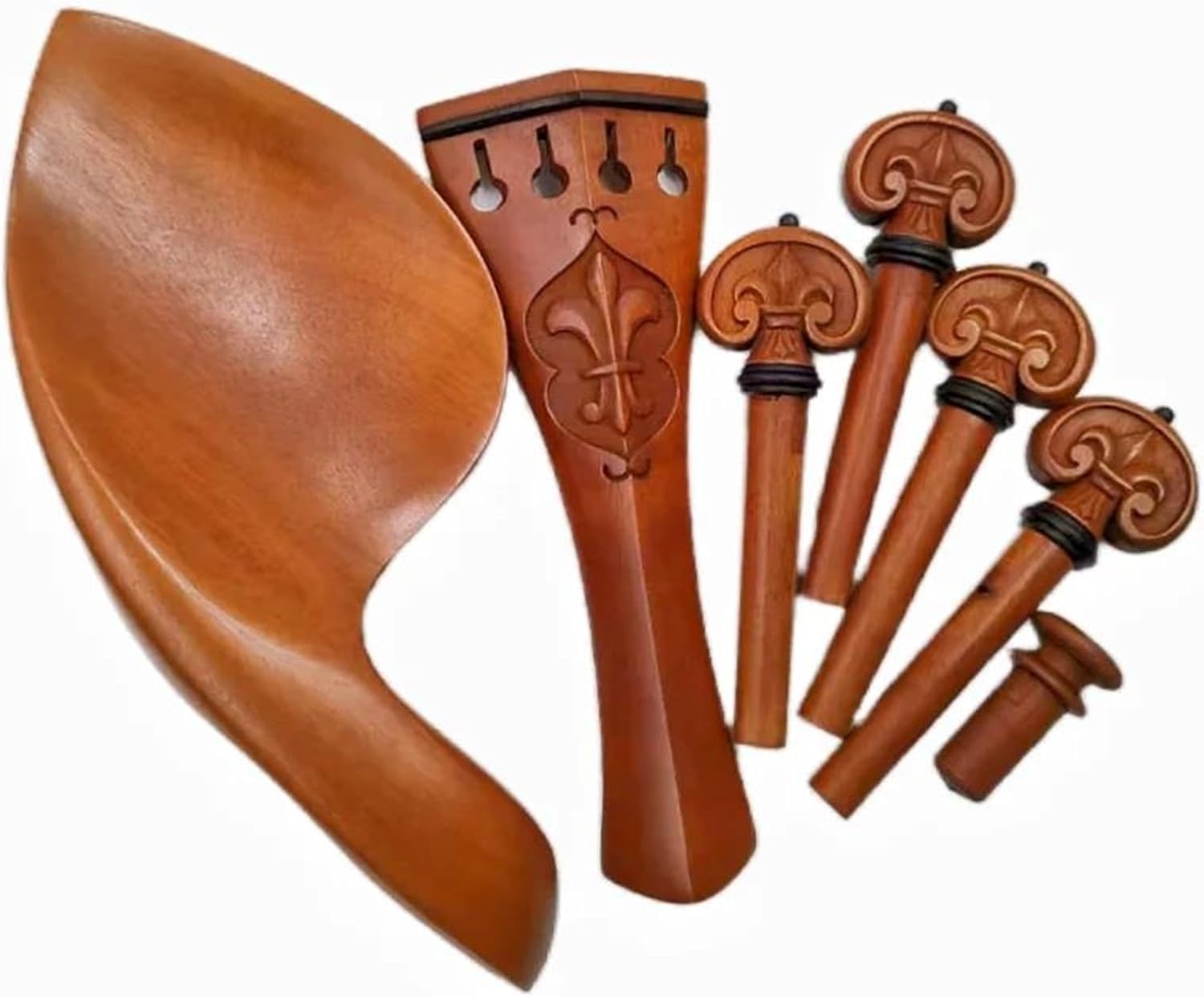 Professional Violin Accessories The Violin Accessory Set Includes Beautifully Engraved Parts Tuning Pegs Tailpiece And Chin Rest(Violin parts 2)