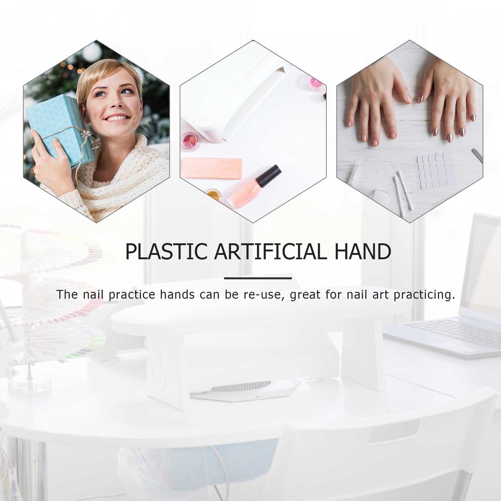 Modèle De Main D'entraînement Aux Ongles Flexible En Plastique Pour Nail Art Débutants Pratique Manucure Salon Formation