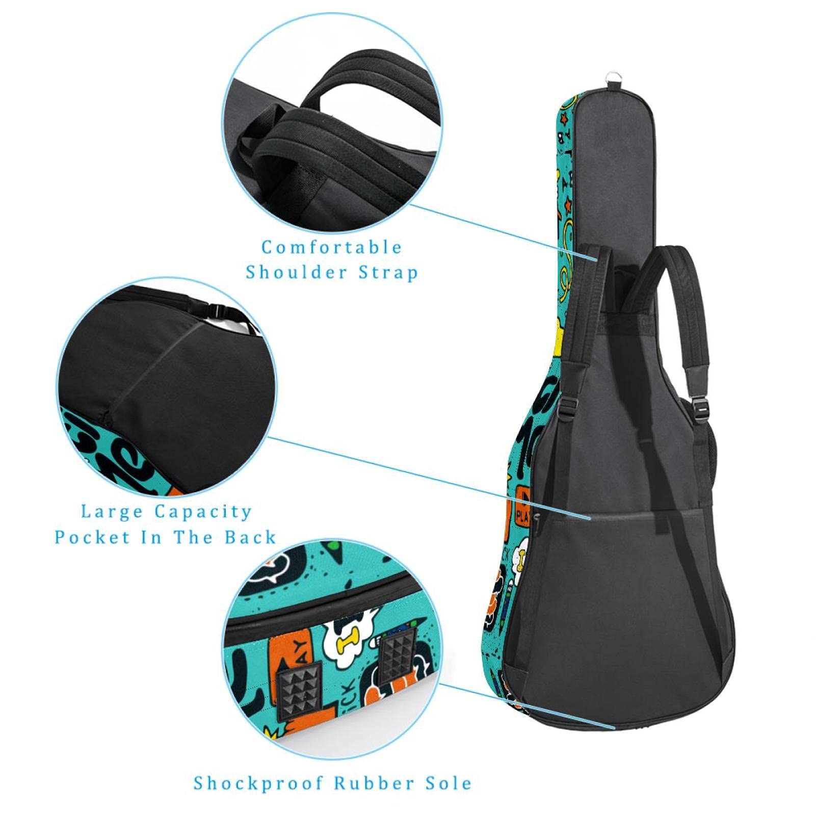 42 Pollici Chitarra Acustica Borsa con Antiurto Spessa Imbottito Zaino per Chitarra Basso Folk Classica Musica Social Media