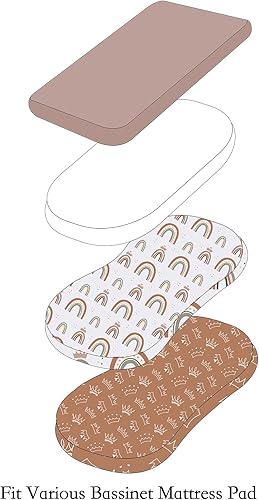 Miniatura 4 de AMROSE Paquete de 4 sábanas de moisés suaves y celestiales para bebé niña, ajuste universal para varios colchones de cuna y moisés, suave microfibra