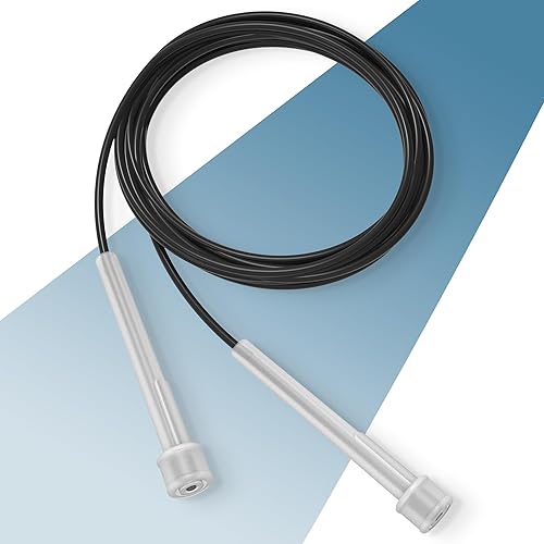 PORTENTUM Lightweight Crossfit Skipping Rope with Ergonomic and Sweat Resistant Plastic Handles, Adjustable Length Skipping Rope – Ideal for Fitness, Boxing, Crossfit and Other Sports