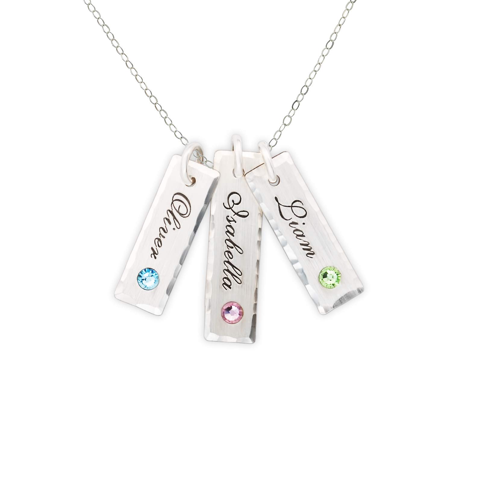 AJ's CollectionUnity in Three with Crystal Birthstone Setting Personalized Charm Necklace. Customized Pendants with Names of Your Choice. Choose Up to 3 Birthstones, and 925 Chain. Gifts for Her