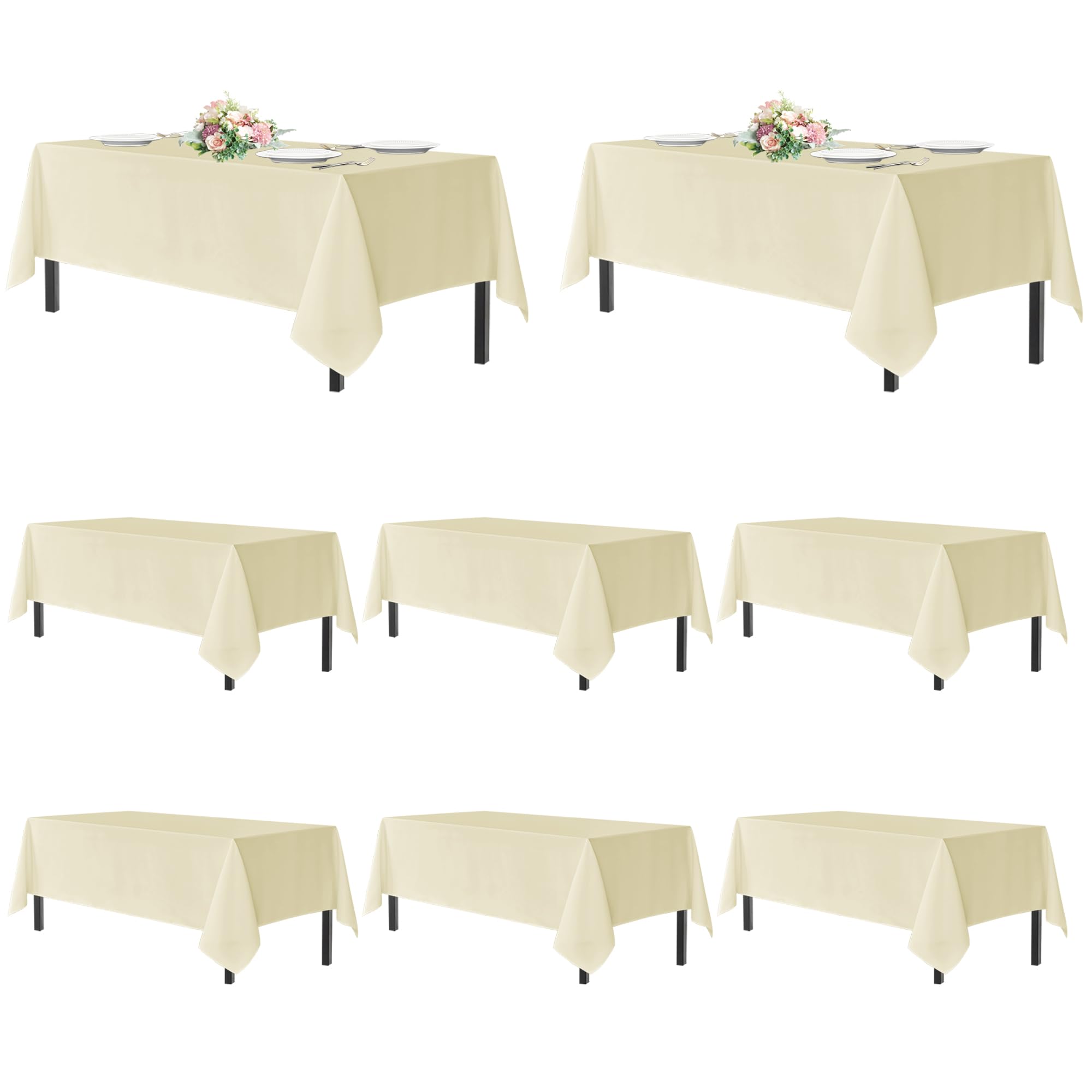 Photo 1 of **FACTORY SEALED** sancua Beige Tablecloths for 8 Foot Rectangle Tables, 8 Pack - Washable Polyester Fabric Table Cloth for Wedding Party, Birthday, Banquet Reception, 60x120 Inch