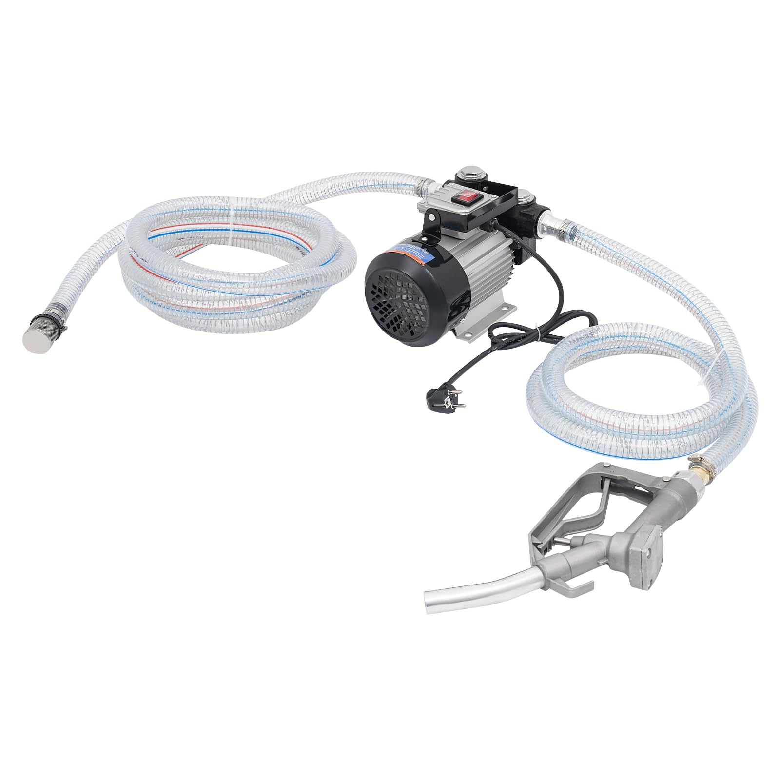 230V Selbstansaugend Dieselpumpe, Selbstansaugende Diesel-Umfüllpumpe, 60L/min 550W Kraftstoffpumpe mit Manuell Pistole, 4M + 2M Schlauch - EU Stock