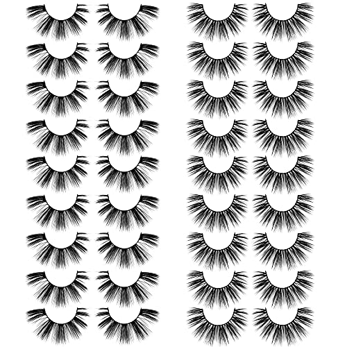 Eyelashes 18 Pairs False Lashes Pack Natural 3D Wispy Faux Mink Lashes Dramatic Long Volume Fake Eyelashes Handmade Reusable Soft Eye Lashes by Yawamica