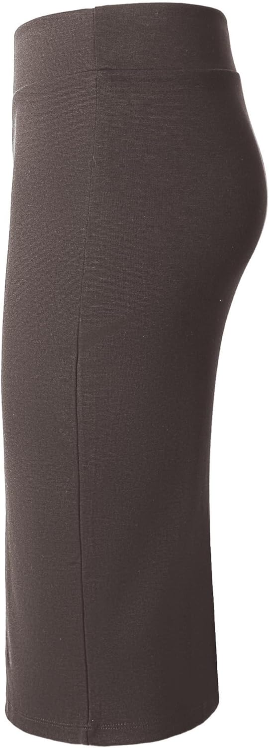 Urban CoCo Women's Elastic Waist Stretch Bodycon Midi Pencil Skirt - Image 5