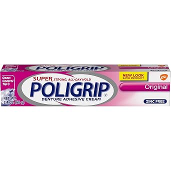 SUPER POLIGRIP Denture Adhesive Cream Original 2.40 oz Pack of 6