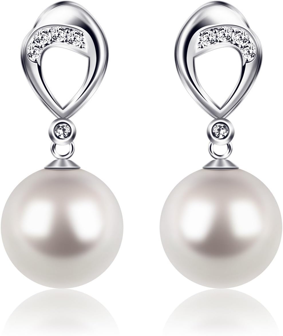 D.Perlla?Pearl?Stud?Earrings?for?Women?20mm?Pearl?Teardrop?Bridal?dangle?Earrings?Betrothal?Jewellery