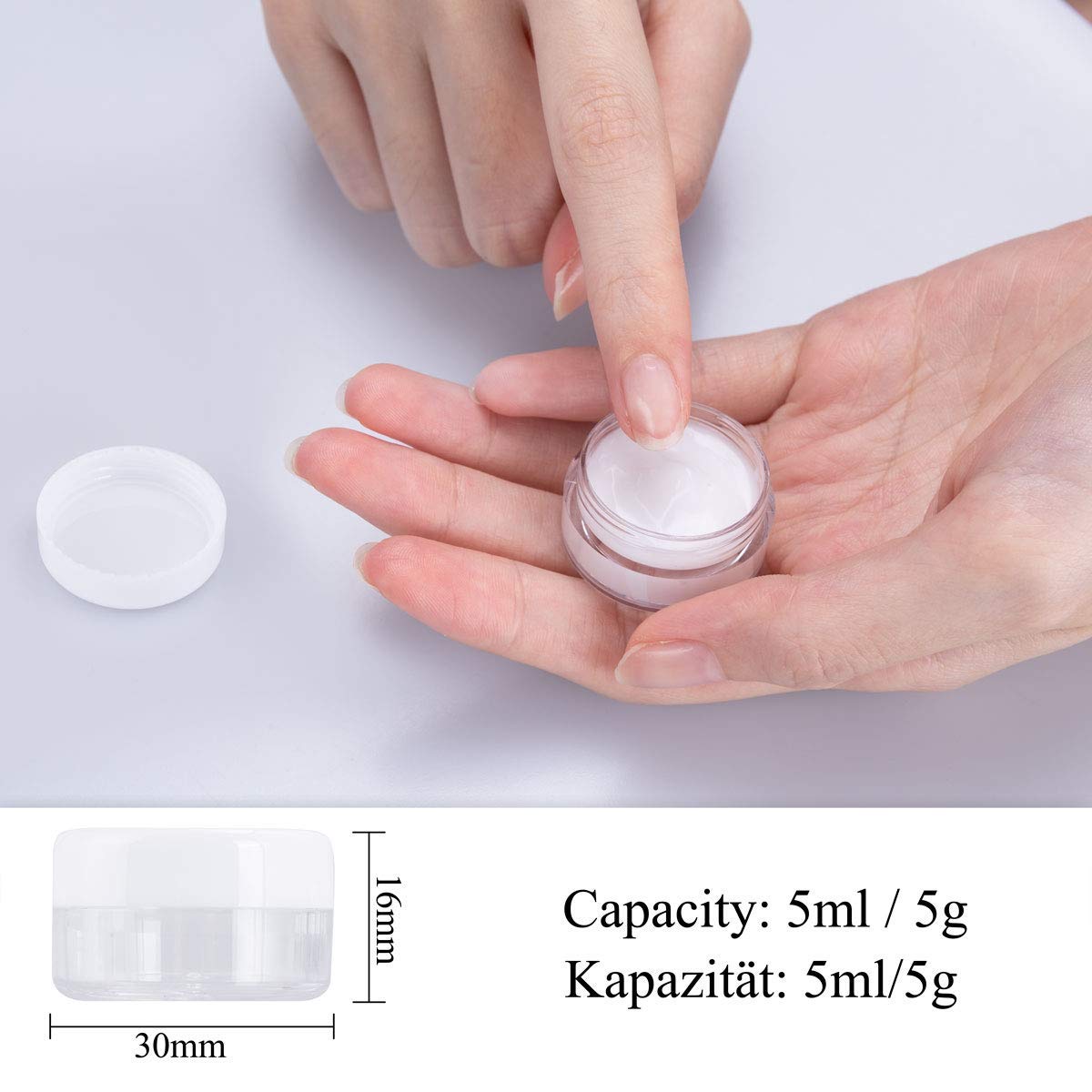 60 vasetti cosmetici vuoti, in plastica trasparente da viaggio, contenitori cosmetici per lozione, crema, deposito trucco (5 g/5 ml)