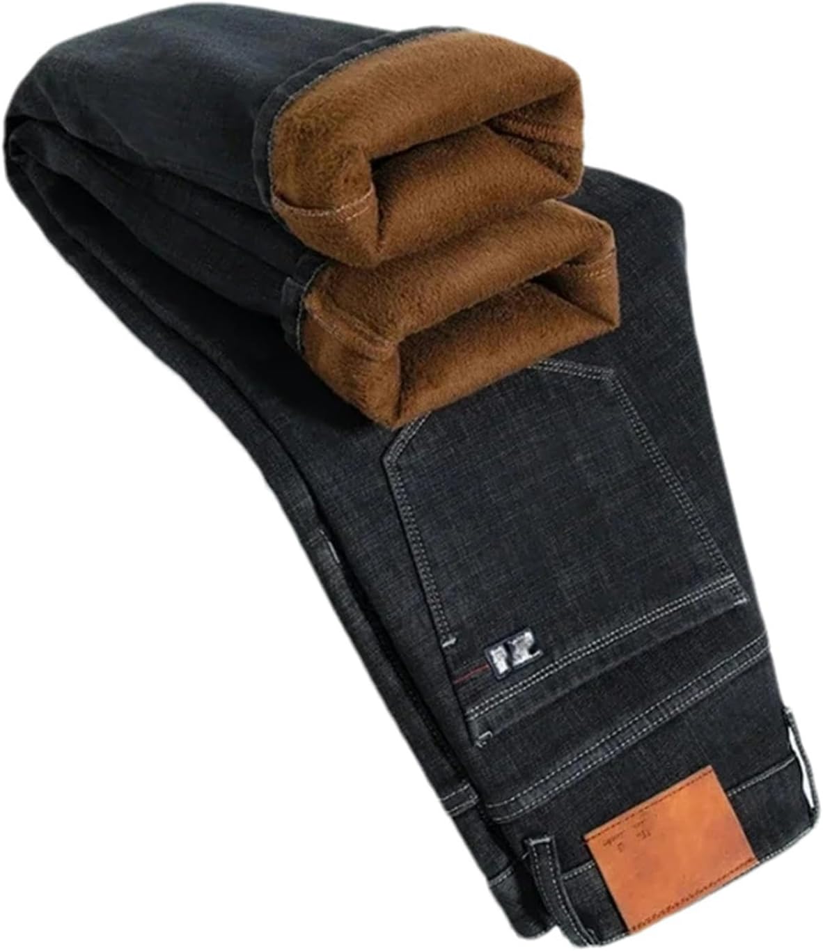 Men's Jeans Winter Thick Warm Straight Stretch Business Casual Work Denim Thicken Trousers