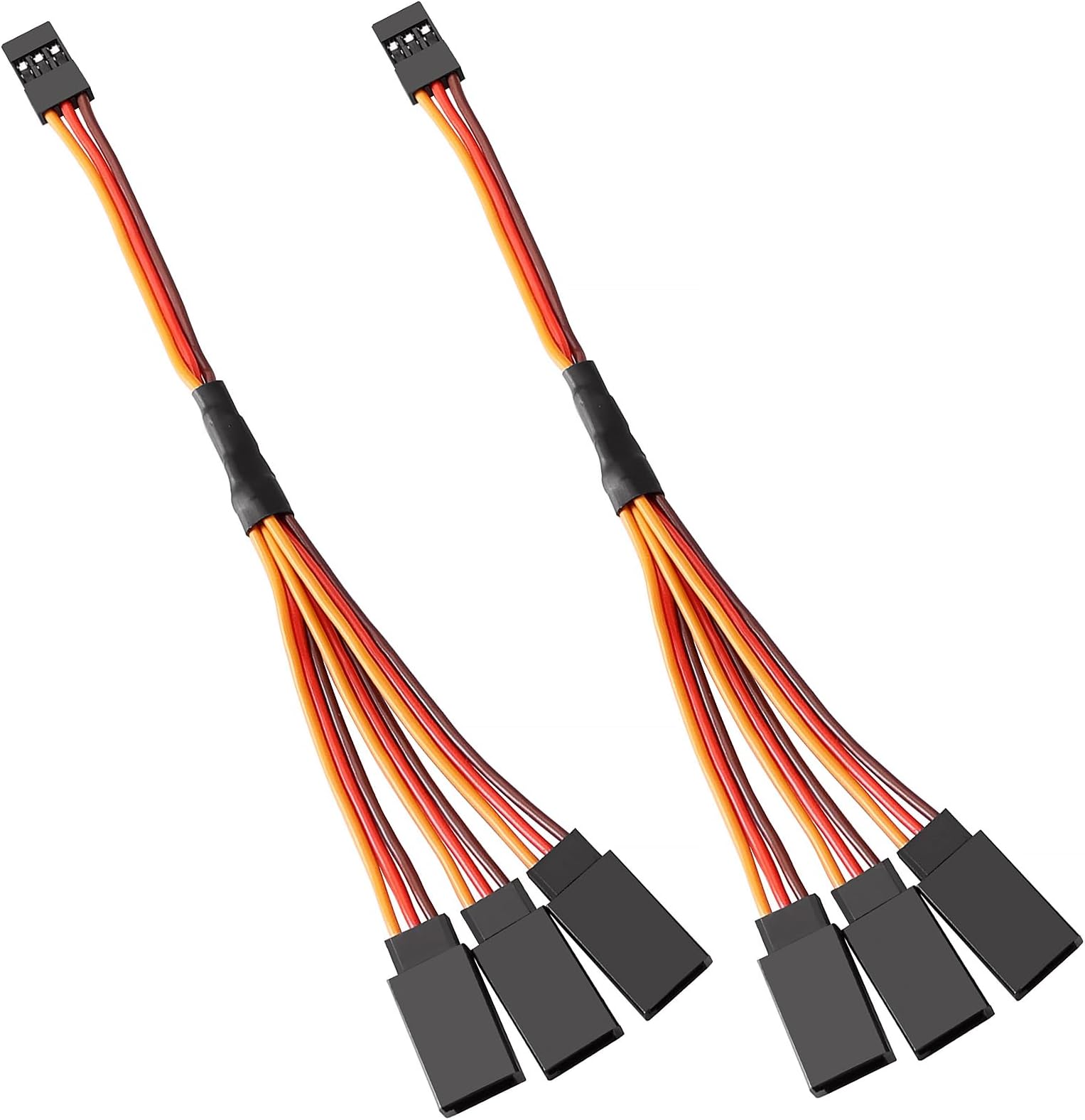 2 PCS 150mm JR Style Servo Extension Cable, 3-Pin JR 1 Male to 3 Female Y Harness Splitter Cable 22 AWG 60 Cores Wire, Servo Cables, for Remote Control Aircraft