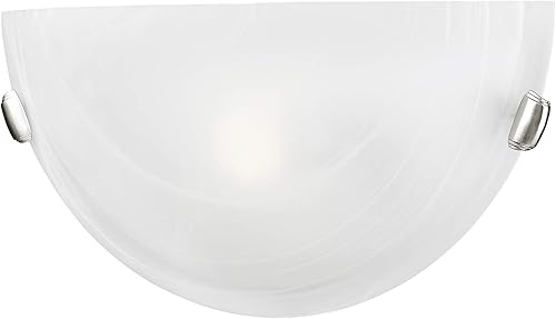 Livex Lighting 4271-91 Home Basics Lámpara de pared de 1 luz de níquel cepillado con cristal de alabastro blanco