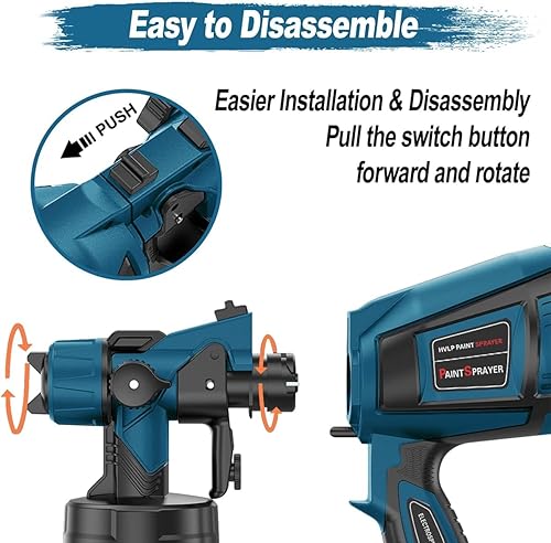 Miniatura 5 de Herramienta pulverizadora de pintura 1000 W de alta potencia eléctrica pistola de pintura en aerosol fácil de limpiar para muebles gabinetes casa