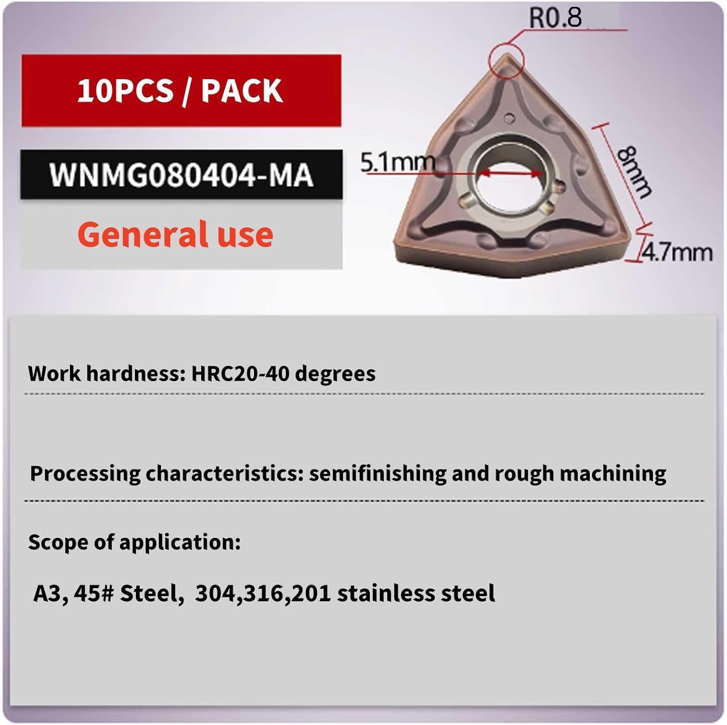 16 mm MWLNR1616H08 Indexierbarer Hartmetalldrehwerkzeugeinsatz-Halter mit 10 Stück WNMG080408-MA WNMG432 Indexierbare Hartmetalldreh-Einsatz-Schneideklinge