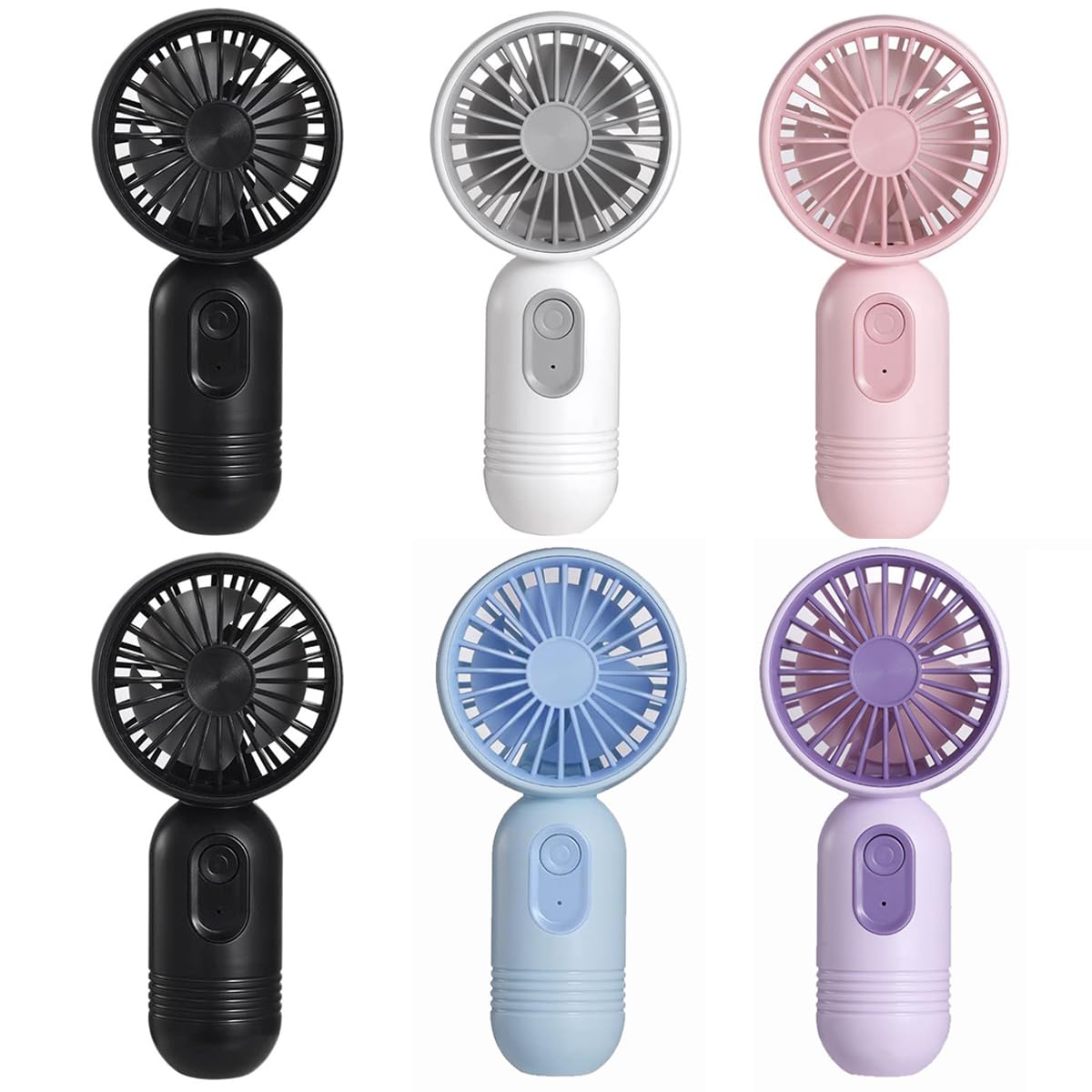 JODNO Mini ventilatore portatile, grazioso ventilatore portatile a batteria, leggero, piccolo ventilatore personale (nero, 2 pezzi, bianco, rosa, blu, viola)