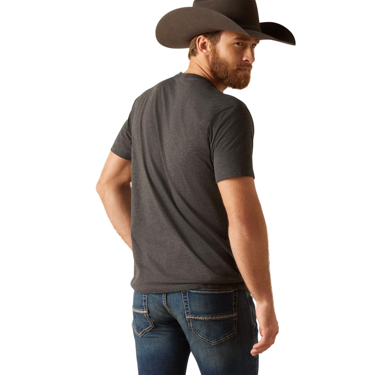 ARIAT MNS Sendero King Cow SS Tshrt Chrcl HTHR Camicia Uomo